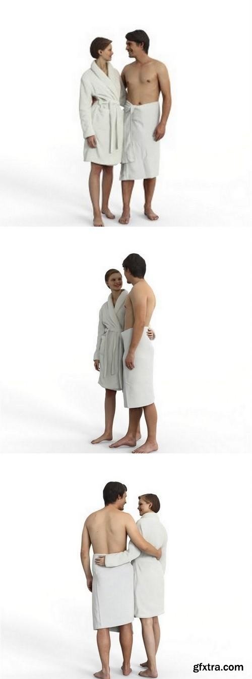 Young couple in spa Full Body scanned 3d model