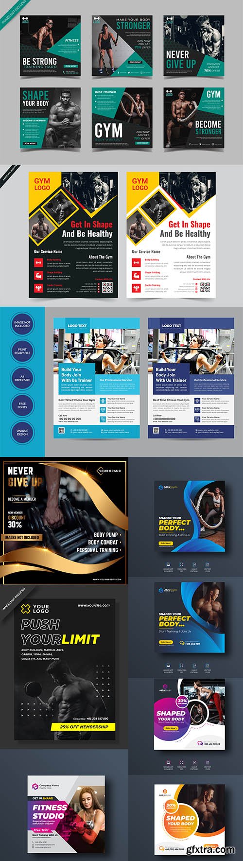 Gym and fitness flyer template collection Vol 4