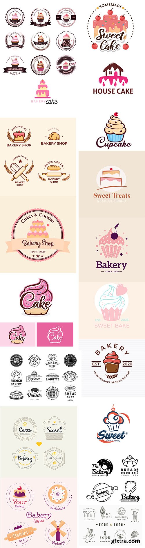 Bakery cake logo template collection
