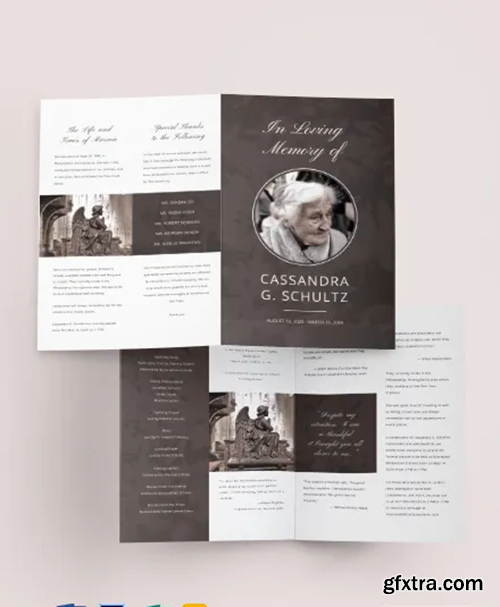 Printable Cremation Funeral Bi-Fold Brochure Template