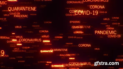 Videohive COVID-19 Words Flying Towards the Camera and Glows on Black Background 29452064