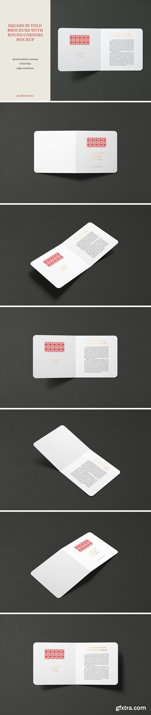 Square Bi-Fold Brochure Mockup With Round Corners