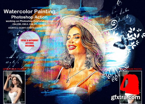CreativeMarket - Watercolor Painting Photoshop Action 5458160