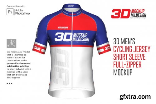 CreativeMarket - 3D Men\'s Cycling Jersey Fullzip SS 5556411