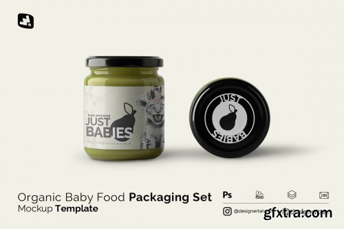 CreativeMarket - Organic Baby Food Packaging Mockup 4792961