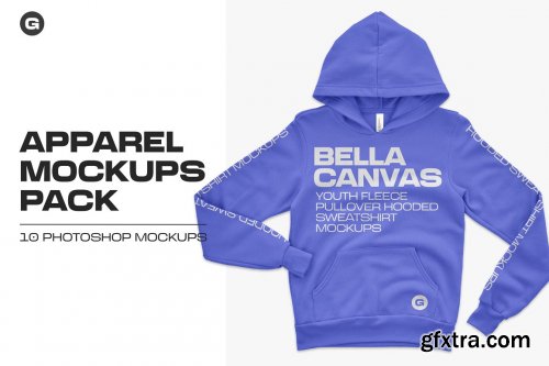 CreativeMarket - Bella Canvas Youth Pullover Mockups 5444511