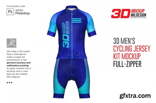 CreativeMarket - 3d Mens Cycling Jersey kit Fullzip 5557438