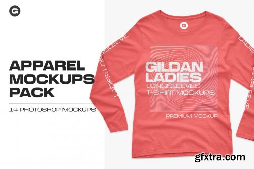 CreativeMarket - Gildan Ladies LongSleeve Mockups 5426610