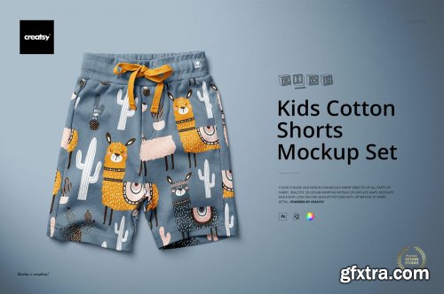 CreativeMarket - Kids Cotton Shorts Mockup Set 5498907
