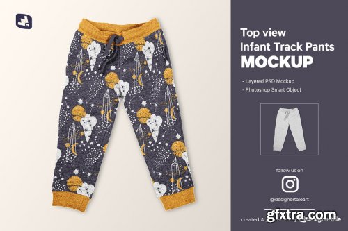 CreativeMarket - Top View Infant Track Pants Mockup 5201983
