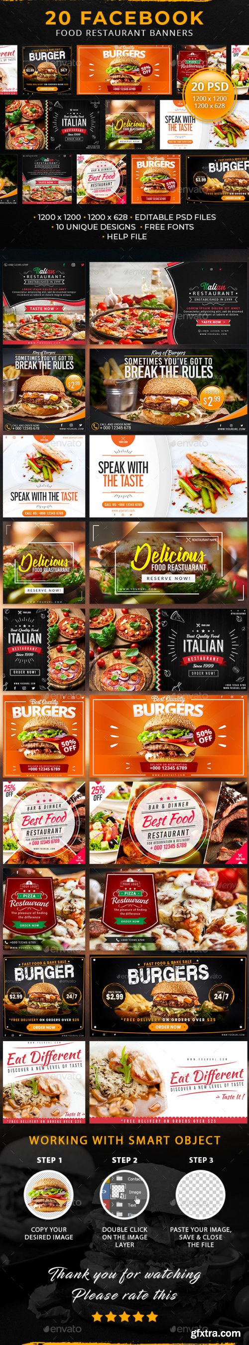 GraphicRiver - 20 Facebook Food Restaurant Banners 29392889