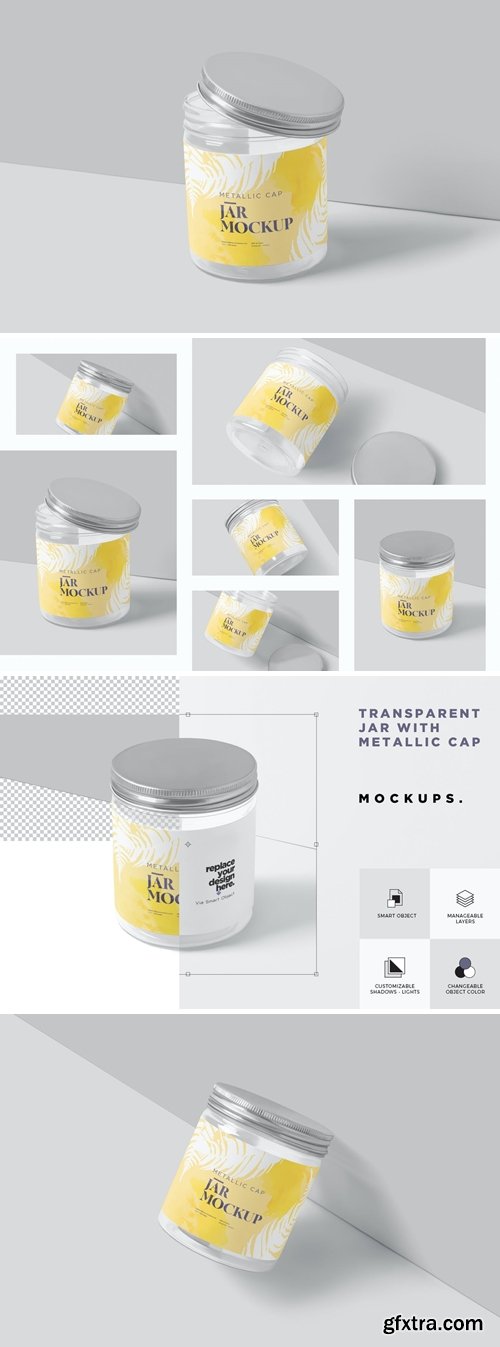 Metallic Cap Transparent Jar Mockups