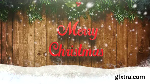 Videohive Animated closeup Merry Christmas text, white snowflakes and wood background 29540160