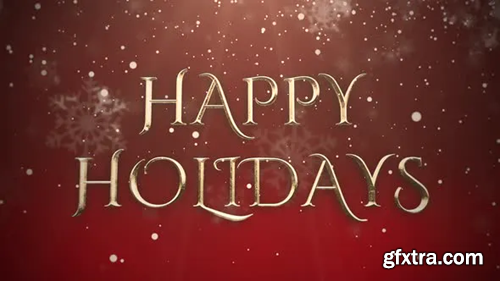 Videohive Animated closeup Happy Holidays text, white snowflakes on red background 29540195