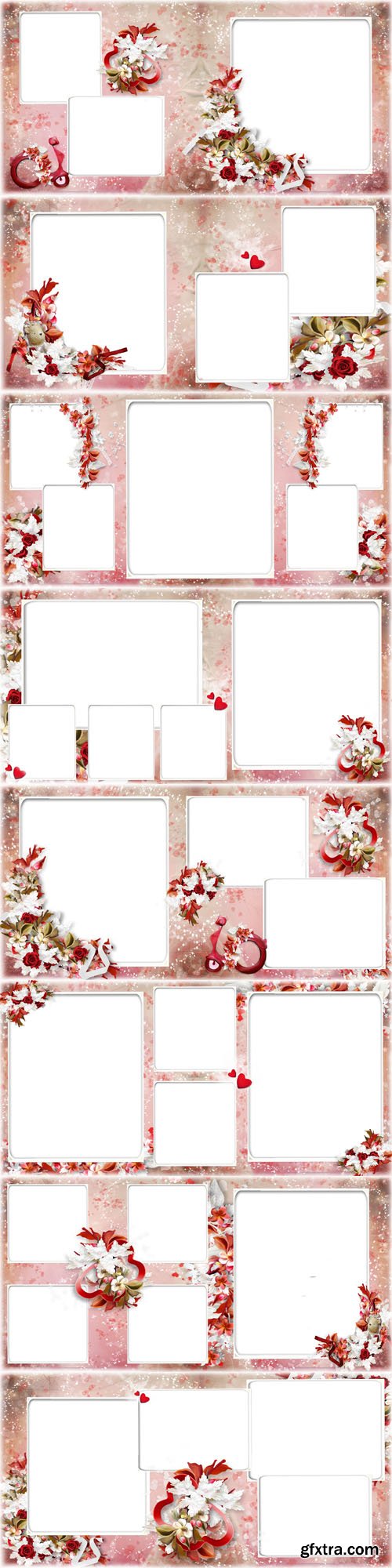 Winter Photo Album in Pink with Flowers PSD Templates
