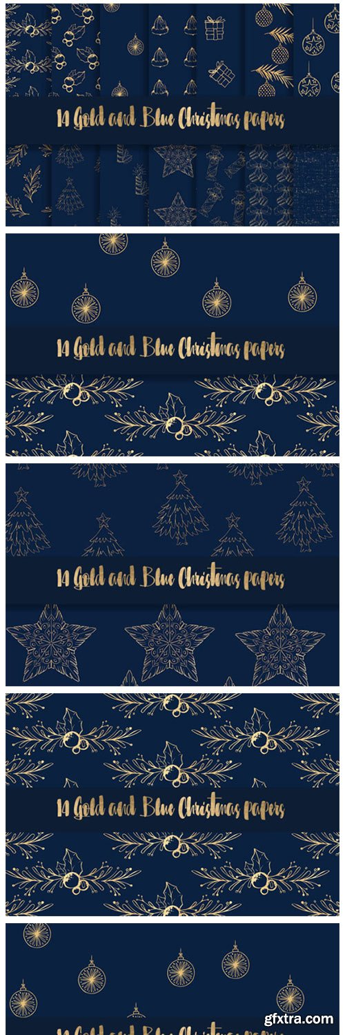 Blue and Gold Christmas Digital Paper 6793536