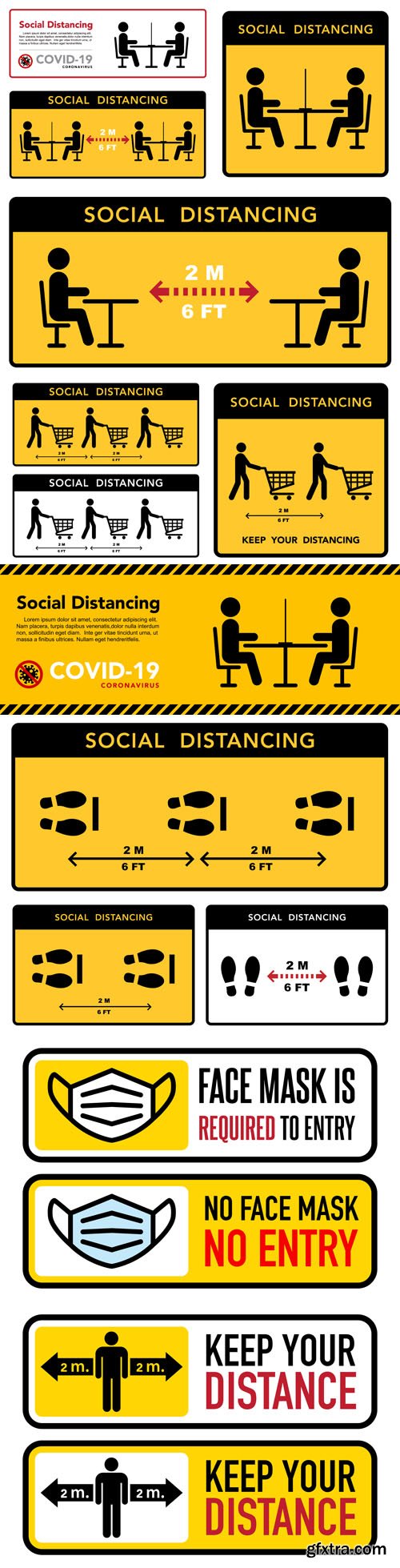 Social Distance 2 Meters of Protection Against Coronavirus Vector Templates