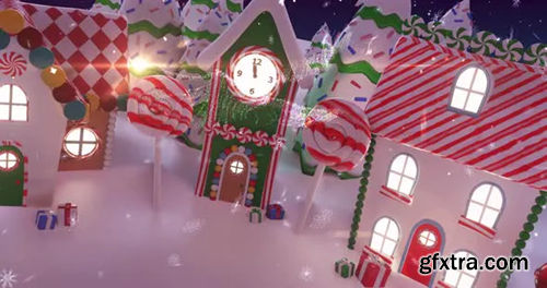 Videohive Animation of French Christmas Greeting written in shiny letter on snowy city 27660342