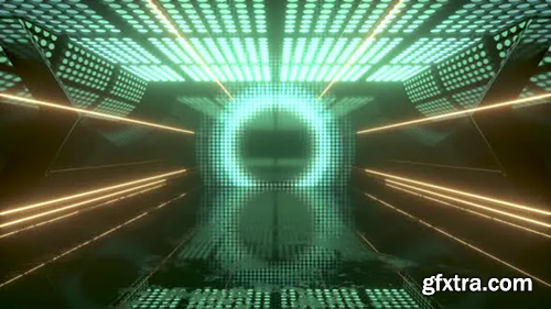 Videohive Go through the futuristic room with glowing neon lights. 29711937