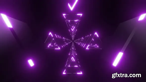Videohive Movable Neon Triangular Tunnel 4k 29681449