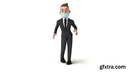 Videohive Fun 3D cartoon business man with a mask dancing 29370906