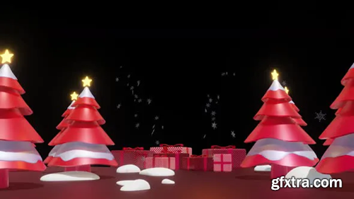 Videohive Christmas Tree Snow Red 3D Alpha Channel 29397219