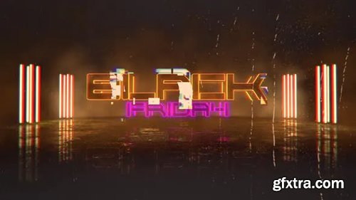Videohive Animation intro text Black Friday and cyberpunk animation background with neon lights 29426213