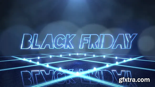 Videohive Animation intro text Black Friday and motion blue disco lights on stage, abstract background 29426220