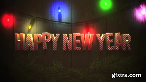 Videohive Animated closeup Happy New Year text and colorful garland on wood background 29319200
