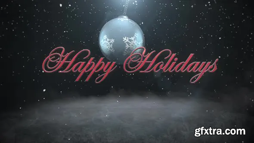 Videohive Animated closeup Happy Holidays text and white snowflakes, red balls on dark background 29319216
