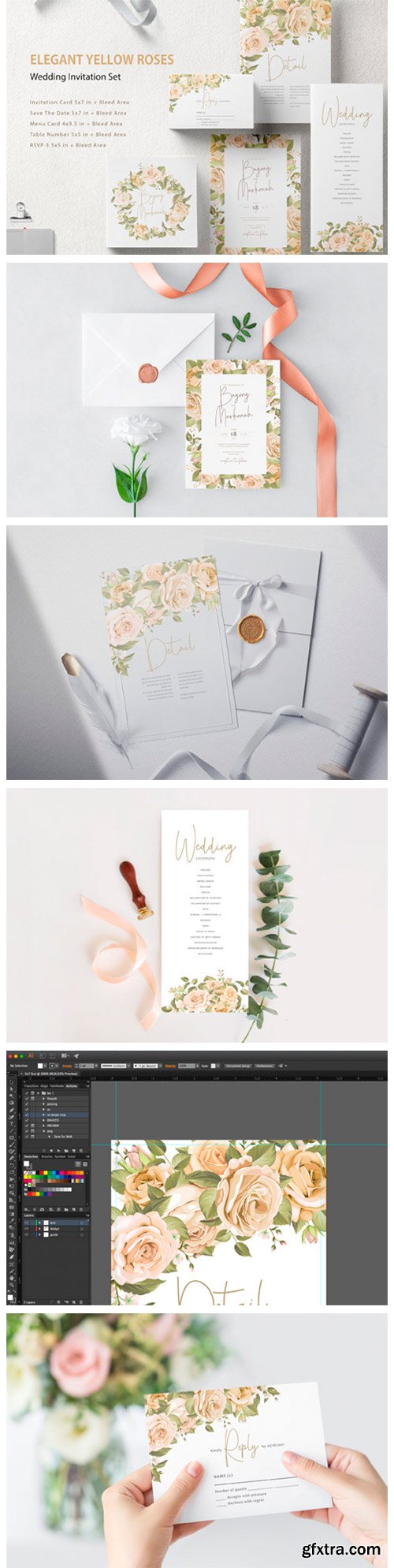 Floral Wedding Invitation Card Set 6905635