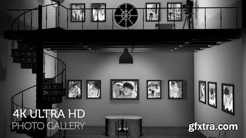 Videohive Black and White Photo Gallery in an Industrial style Loft at Night 29724011