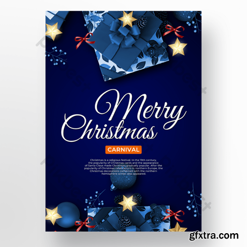 Luxury dark blue christmas promotion poster design Template PSD