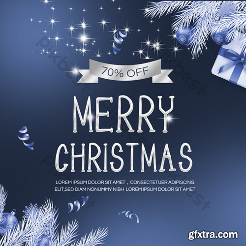 Exquisite luxury dark blue Christmas promotion sns Template PSD
