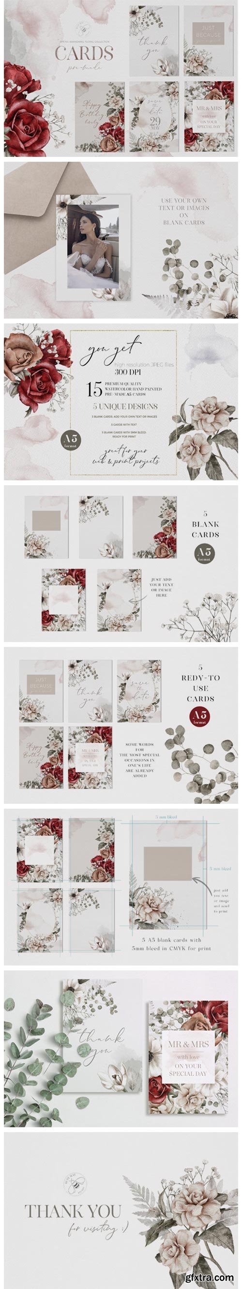 Watercolor Floral Cards Templates CMYK 7166578