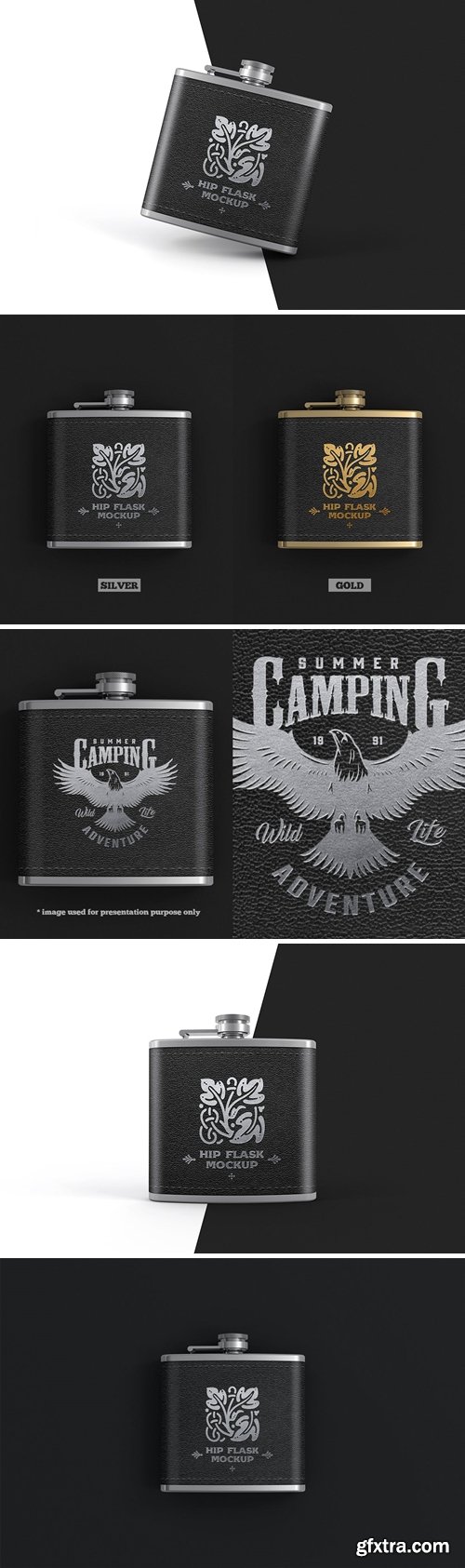 Hip Flask With Leather Cover Mockup