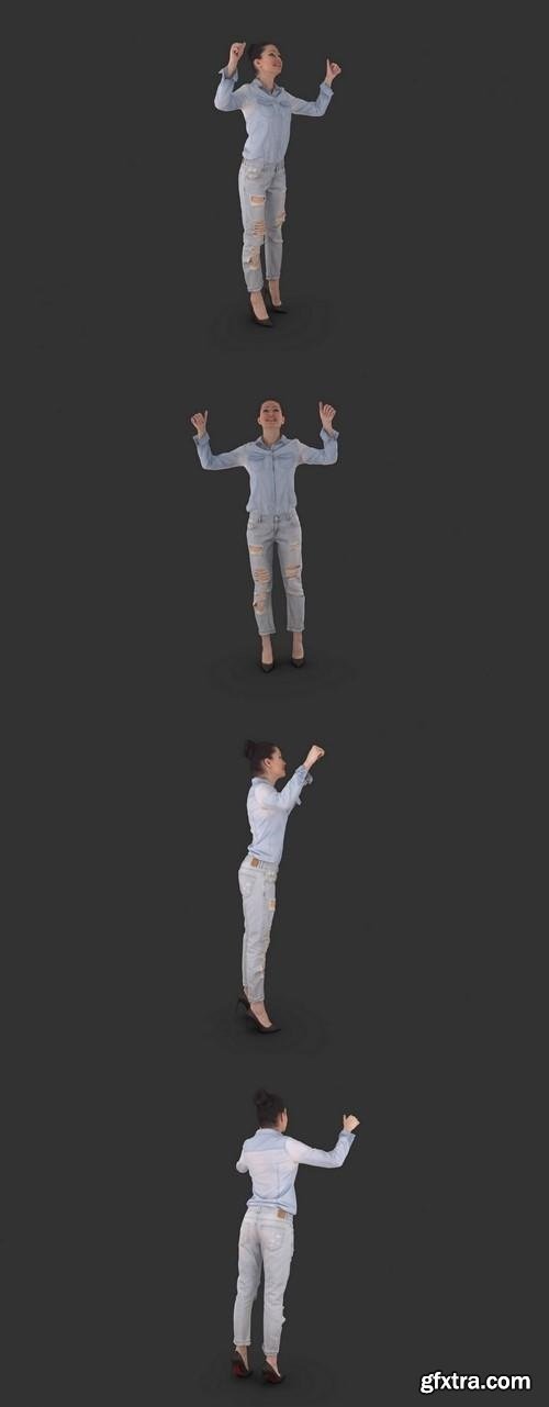 Young Fan Woman Full Body scanned 3d model