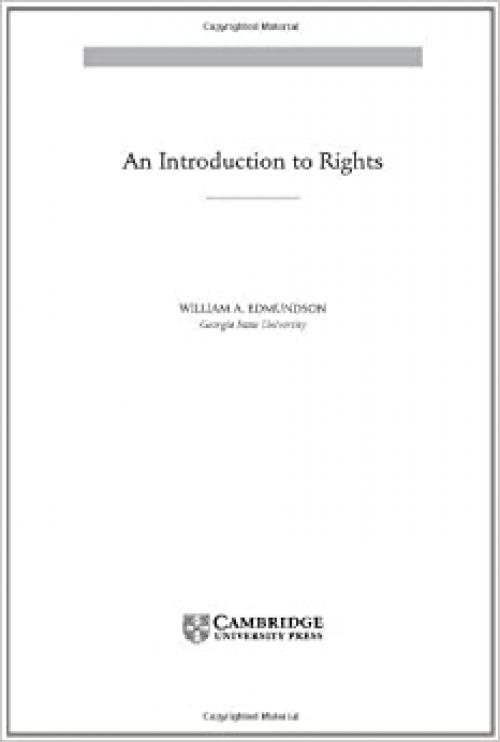 An Introduction to Rights (Cambridge Introductions to Philosophy and Law)