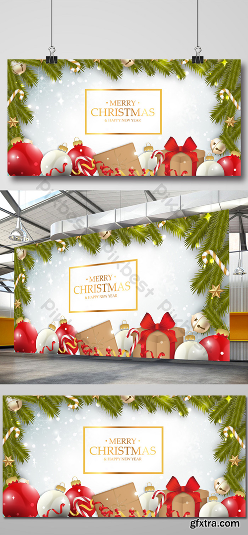 Merry Christmas Happy New Year Banner Template AI