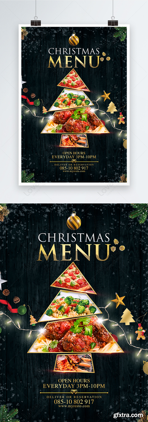 dark style christmas menu poster