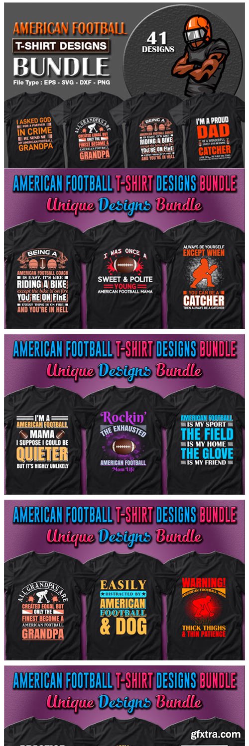 American Football T-shirt Designs Bundle 7157949