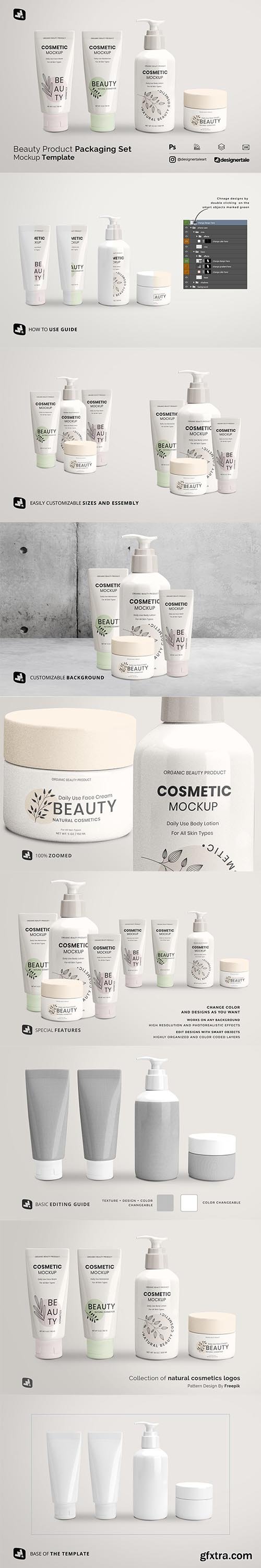 CreativeMarket - Beauty Product Packaging Set Mockup 5251048