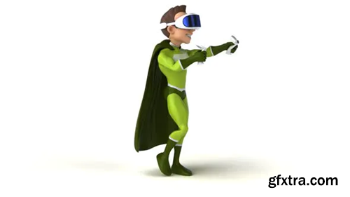 Videohive Fun 3D cartoon superhero with a VR helmet 29834431