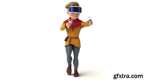 Videohive Fun 3D cartoon medieval man with a VR Helmet 29834434