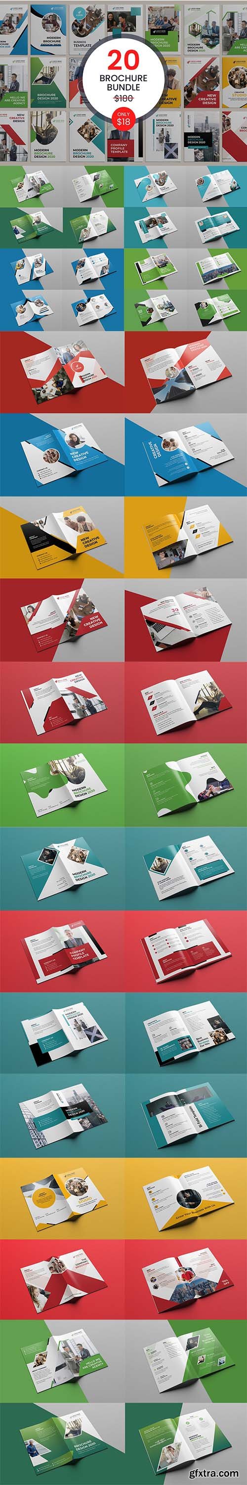 CreativeMarket - 20 Bi-fold Brochure Template Bundle 5487372