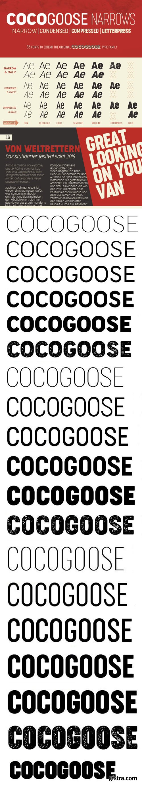 Cocogoose Narrows Font Family - Condensed, Compressed and Narrow [19-Weights]