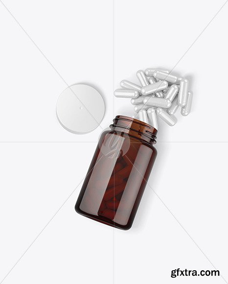 Amber Bottle with Pills Mockup 72970
