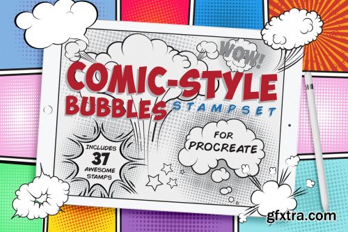 CreativeMarket - Comic Bubble Procreate Stamp 4579709