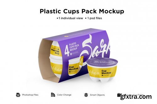 CreativeMarket - 4 Plastic Cups Kraft Paper Mockup 5670197