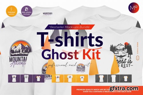 CreativeMarket - Ghost T-shirts Designer Kit Mock-ups 5280607